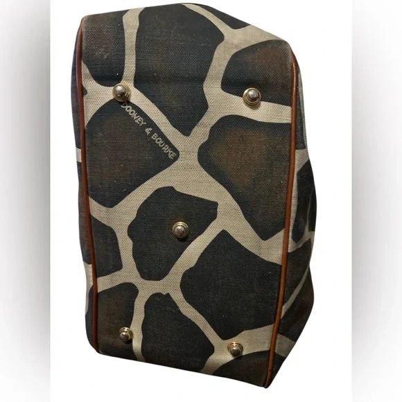 Dooney & Bourke Giraffe Print Canvas Brown and Black Tote with Leather Accents